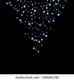 Rectángulo irlandés, confetti brillante. Arcoiris Disperso pequeño chispeante, secuencia de brillo. Pillettes de caída aleatoria, eslóganes, elementos cuadrados fondo negro. Ilustración del vector de Navidad de Año Nuevo.