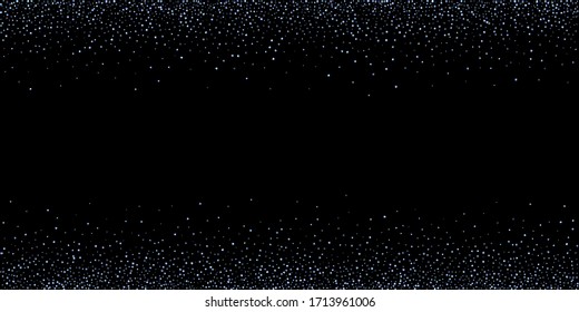 Unglaubliches Rechteck, glänzende Konfetti. Regenbogen Scatted kleine funkelnde, glittere Sequin. Zufällige fallende Pailletten, Speck, quadratische Elemente, schwarzer Hintergrund. Weihnachtsgeschenk-Vektorillustration zum Neujahr.