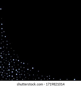 Iridescent rectangle, shiny confetti. Rainbow Scattered little sparkling, glitter sequin. Random falling paillettes, spangle, square elements black background. New Year Christmas Vector illustration.