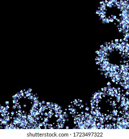 Rectángulo irlandés, confetti brillante. Arcoiris Disperso pequeño chispeante, secuencia de brillo. Pillettes de caída aleatoria, eslóganes, elementos cuadrados fondo negro. Ilustración del vector de Navidad de Año Nuevo.