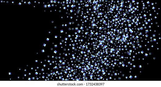 Rectángulo irlandés, confetti brillante. Arcoiris Dispersado poco chispeante, secuela de brillo. Pilletas de caída aleatoria, esángulo, elementos cuadrados fondo negro. Ilustración del vector de Navidad de Año Nuevo.