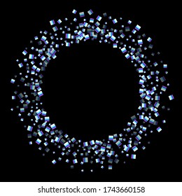 Rectángulo irlandés, confetti brillante. Arcoiris Dispersado poco chispeante, secuela de brillo. Pilletas de caída aleatoria, esángulo, elementos cuadrados fondo negro. Ilustración del vector de Navidad de Año Nuevo.
