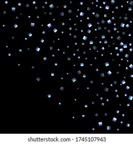 Rectángulo irlandés, confetti brillante. Arcoiris Dispersado poco chispeante, secuela de brillo. Pilletas de caída aleatoria, esángulo, elementos cuadrados fondo negro. Ilustración del vector de Navidad de Año Nuevo.
