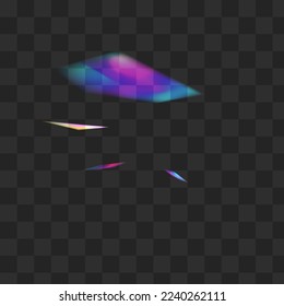 Iridescent Reflection Vector Transparent Background. Holo Glints Falling Template. Hologram Refraction Dreamy Banner. Glow Overlay Foil Pattern.