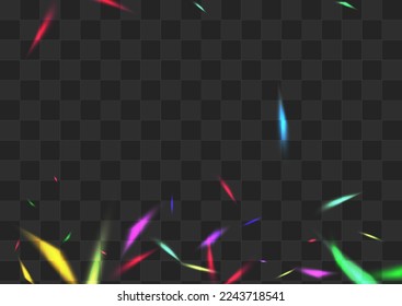 Iridescent Refraction Vector Transparent Background. Glow Glare Christmas Poster. Bright Blur Realistic Illustration. Shine Festive Sparkle Branch.