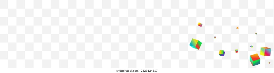 Iridescent Rhombus Vector Transparent Panoramic Background. Bright Style Brick Wallpaper. 3d Cube Image. Holographic Element Structure Pattern.