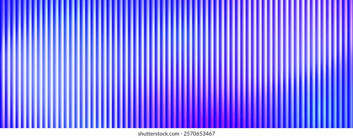 Iridescent ribbed glass background. Light blue frosted reeded wallpaper. Colored rippled glass texture for door, window, rooftop. Wavy striped blurry surface overlay. Vector backdrop