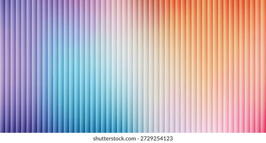 Fundo de vidro com nervuras iridescente. Papel de parede vermelho fosco azul claro. Textura de vidro corrugado colorido para porta, janela, telhado. Sobreposição de superfície ondulada listrada e desfocada. Fundo vetorial, eps10