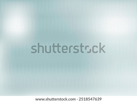 Iridescent ribbed glass texture, translucent reeded plastic surface, and striped overlay background pattern. Vertical line stripes texture overlay. Vector illustration