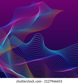 Iridescent Ribbon Background Violet Vector. Twisted Template. Colorful Contour Light. Amplitude Curve Cover. Multicolored Fiction.
