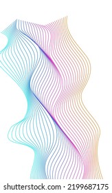 Iridescent Ribbon Background White Vector. Motion Template. Colorful Line Energy. Soundwave Figure Cover. Rainbow Creative Wave.