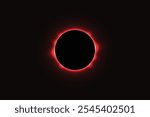 Iridescent round red eclipse. red planet glow background. Sun or moon total eclipse in dark space. Star aurora flare with sparkles and sparkles effects. Vector illustration