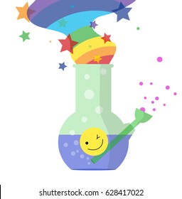 Iridescent smoke goes out a pipe.Vector illustration.
