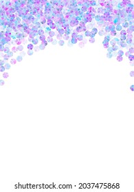 Iridescent spangles confetti placer vector composition. Delicate shimmering bead elements party decor top view. Holiday confetti scatter sparkling background.