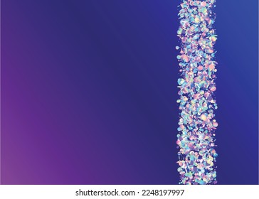 Iridescent Sparkles. Fiesta Foil. Holiday Art. Party Festival Decoration. Blue Laser Effect. Cristal Background. Transparent Tinsel. Disco Flare. Purple Iridescent Sparkles