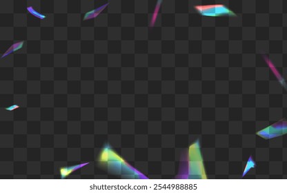 Iridescent Spectrum Vector Transparent Background. Shiny Glare Falling Banner. Holo Refraction Metal Branch. Hologram Glint Cristal Wallpaper.