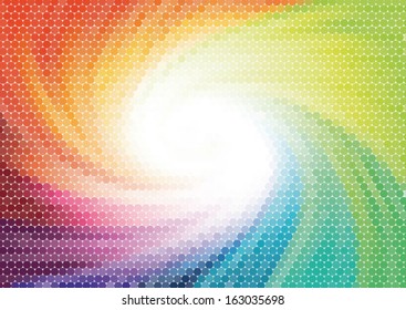 Iridescent spiral abstract colorful pixel background