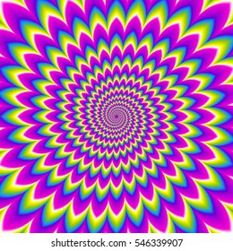Iridescent spirals. Optical expansion illusion.