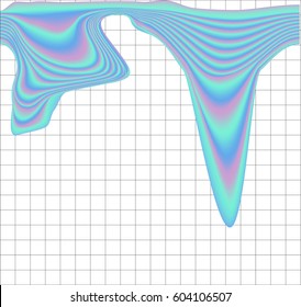 Iridescent streaks on a white checkered background. Abstract background. Modern style trends 80. surreal hipster images. Bright holographic backgrounds. 