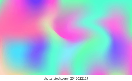 Irisierende Textur. Hintergrund des unscharfen Spektrums. Blauer Neongradient. Kawaii Mesh. Holografischer Hintergrund. Weiches Muster. Modernes Cover. Abstrakter Hintergrund. rosafarbene irisierende Textur