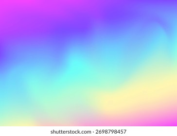 Textura irisada. Volante cromado. Gradiente perlado. Gradiente de neón púrpura. Papel Cosmos. Fondo de Espectro suave. Fondo del holograma. Difuminar el Vector. Textura iridiscente violeta