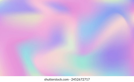 Irisierende Textur. Flüssige Flüssigkeit. Geometrische Darstellung verwischen. In: Modern Paper. Metalloberfläche. Rosa Pop Gradient. Abstrakter Hintergrund. Hologramm-Farbverlauf. Lila irisierende Textur