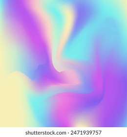 Irisierende Textur. Regenbogenmasche. Retro-Formen. Perlglanzgradient. Glänzender minimalistischer Hintergrund. Liquid Card. Violetter Neon-Hintergrund. Hologramm-Farbverlauf. Lila irisierende Textur