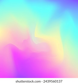 Textura irisada. Invitación de holografía suave. Degradado perla. Pop Vector. Líquido mínimo. Fondo holográfico. Lámina de moda. Fondo Retro Rosa. Textura iridiscente azul