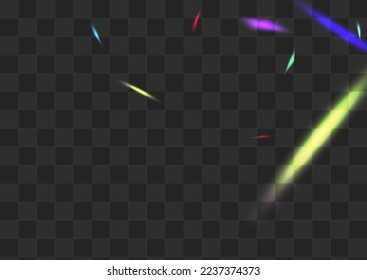 Iridescent Tinsel Vector Transparent Background. Rainbow Sparkle Christmas Pattern. Holographic Flash Glint Banner. Holo Overlay Kaleidoscope Border.