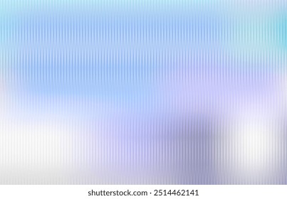 Iridescent transparent ribbed glass texture. Reeded translucent plastic texture. Striped background pattern overlay. Vector illustration.