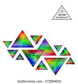 Iridescent Triangles Design Element for the White Background. Geometric Triangular Shapes Compositions with Realistic Holographic Effect.