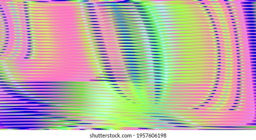Iridescent vector abstract texture with striped and bright holographic effect. Multicolored gradient texture for web background saver, mobile apps, business card, page, books, site.