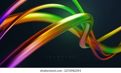 Formas de cinta ondulada irlandesa. Ilustración vectorial. Fondo abstracto geométrico 3D. Diseño de banners dinámicos