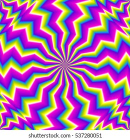 Iridescent zigzags. Spin illusion.