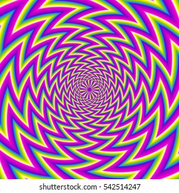 Iridescent zigzags. Spin illusion.