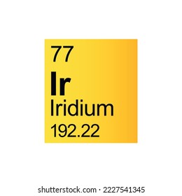 Iridium chemical element of Mendeleev Periodic Table on yellow background. Colorful vector illustration - shows number, symbol, name and atomic weight. 