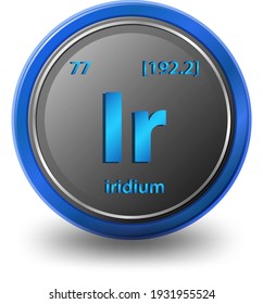 Iridium chemical element. Chemical symbol with atomic number and atomic mass. illustration