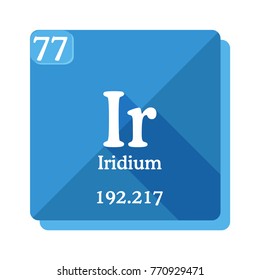 Iridium (Ir) - element of the periodic table. Vector illustration in flat style with modern long shadow.