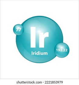 Iridium (Ir) icon structure chemical element round shape circle green dark, blue. Chemical element of periodic table Sign with atomic number. Study in science for education. 3D Illustration vector. 