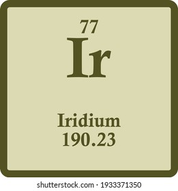 Iridium Ir Transition Metal Chemical Element Vector Illustration Diagram, With Atomic Number And Mass. Simple Outline Design For Education, Lab, Science Class.
