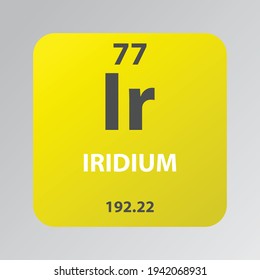 Iridium Ir Transition Metal Chemical Element Vector Illustration Diagram, With Atomic Number And Mass. Simple Flat Design For Education, Lab, Science Class.
