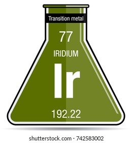 Iridium symbol on chemical flask. Element number 77 of the Periodic Table of the Elements - Chemistry
