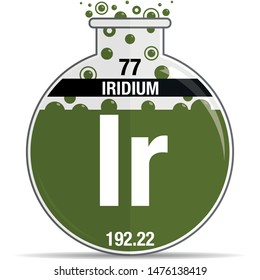 Iridium symbol on chemical round flask. Element number 77 of the Periodic Table of the Elements - Chemistry. Vector image