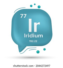 Iridium symbol. Speech bubble, poster and sticker concept. 3d speech bubble