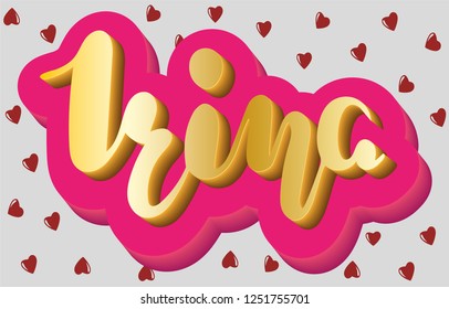 Irina Woman's name pink hearts pattern Hand sketched lettering vector illustration EPS 10 Template as banner, card, design, print, poster. Typography wallpaper. Modern calligraphy. Drawn inspirational