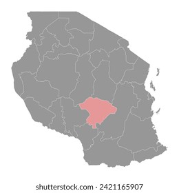 Landkarte der Region Iringa, Verwaltungseinheit Tansanias. Vektorgrafik.