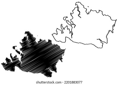 Iriomote island (Japan, East Asia, Japanese archipelago, Yaeyama Islands) map vector illustration, scribble sketch Iriomote map