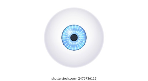 Iris anatomical poster. Human eye structure. Controlling the diameter and size of the pupil. Blue lens, concept of vision. The amount of light reaching the retina, medical flat vector illustration