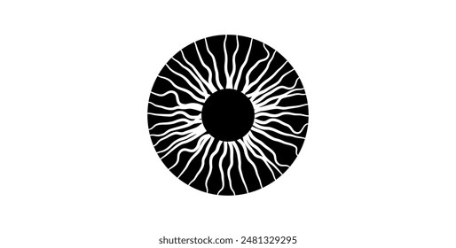 Iris anatomical poster. Human eye structure. Controlling the diameter and size of the pupil. Concept of vision. The amount of light reaching the retina, medical flat vector illustration