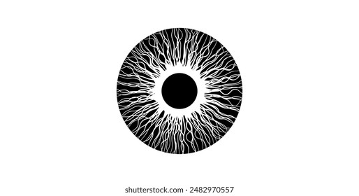 Iris anatomical poster. Human eye structure. Controlling the diameter and size of the pupil. Concept of vision. The amount of light reaching the retina, medical flat vector illustration